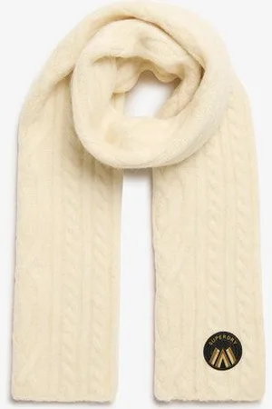 Superdry Damen Luxuriöser Strickschal mit Zopfmuster