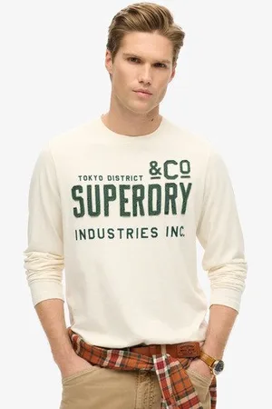 Superdry Herren Workwear Langarmoberteil mit Applikation