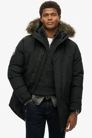 Superdry Herren Everest Parka mit Kunstfellbesatz