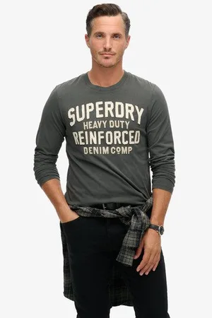 Superdry Herren Workwear Langarmoberteil mit Applikation
