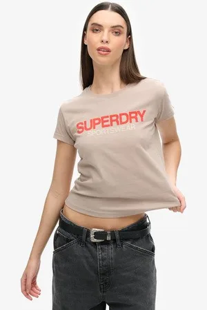 Superdry Damen Figurbetontes Sportswear T-shirt mit Logo