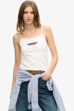 Superdry Damen Figurbetontes Sportswear Trägertop mit Logo