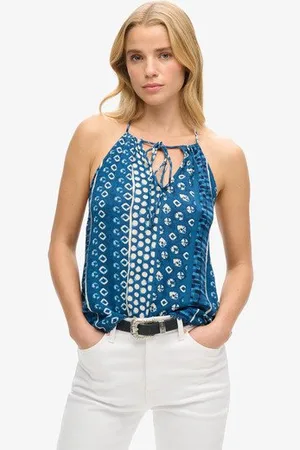 Superdry Damen Strandoberteil mit Nackenträger und Print