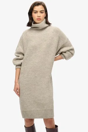Superdry Damen Grob Geripptes Strickpulloverkleid