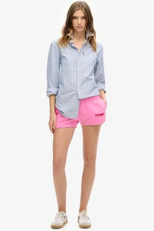 Superdry Damen Sportswear Racer Shorts Mit Logo, , Größe: 42