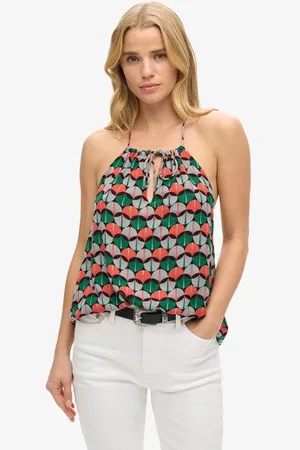 Superdry Damen Strandoberteil mit Nackenträger und Print