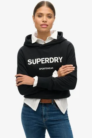 Superdry Damen Gerader Core Sport Kurzhoodie