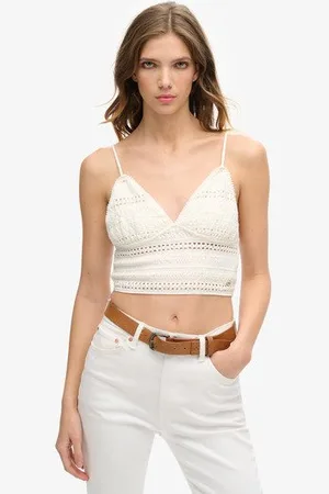 Superdry Damen Jersey-Bustier mit Spitze, Größe: 40
