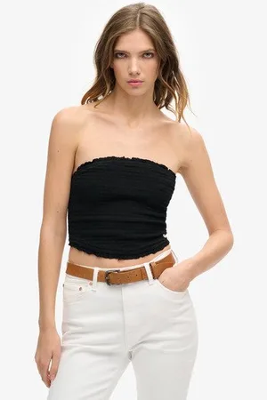 Superdry Damen Gesmoktes Bandeau-oberteil
