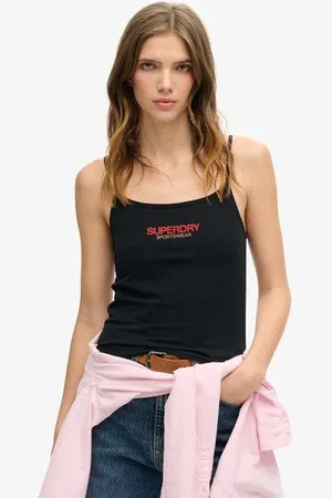 Superdry Damen Figurbetontes Sportswear Trägertop mit Logo