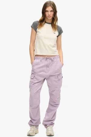 Superdry Damen Para Cargohose mit Niedriger Leibhöhe