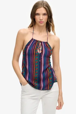 Superdry Damen Strandoberteil mit Nackenträger und Print