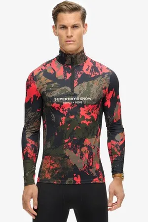 Superdry Herren Sport Ski Base Layer Oberteil mit Halblangem Reißverschluss