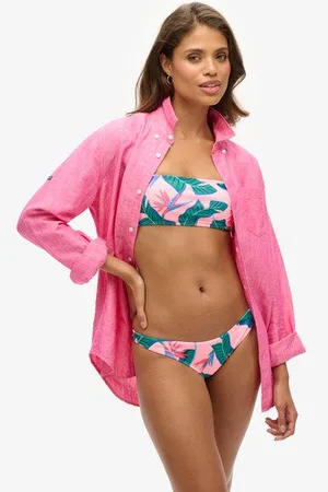 Superdry Damen Raffiniertes Bikinihöschen mit Tropischem Print