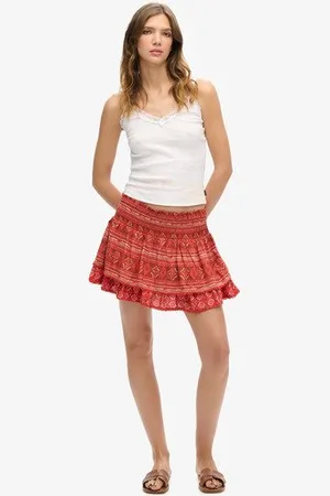 Superdry Damen Gestufter Vintage Minirock