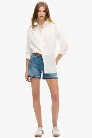 Superdry Damen Abgeschnittene Shorts mit Mittlerer Leibhöhe, Größe: 36