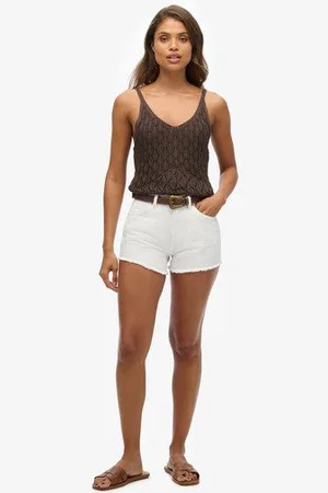 Superdry Damen Denim-shorts mit Hohem Bund