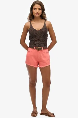 Superdry Damen Denim-shorts mit Hohem Bund