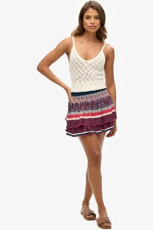 Superdry Damen Gestufter Vintage Minirock