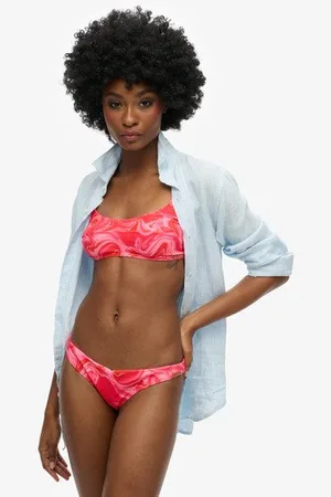 Superdry Damen Rosa und Weiß Bikinihöschen Grafikdruck, Größe: 42