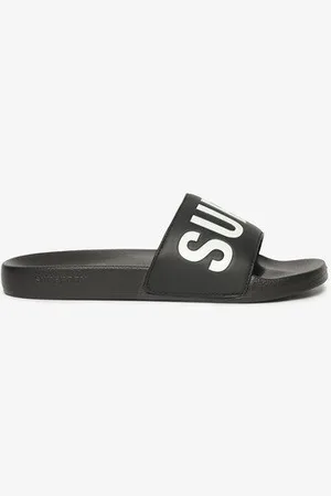 Superdry Herren Schwarz und Weiß Vegane Core Badesandalen Bedruckt, Größe: 6-7