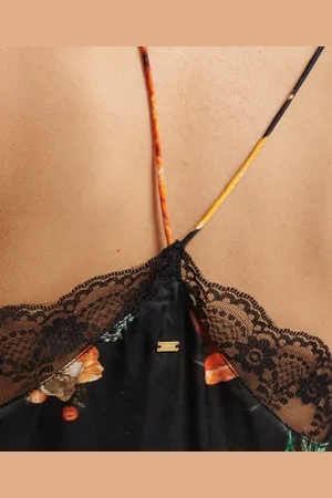 Superdry Damen Satin-trägertop mit Spitzenborte