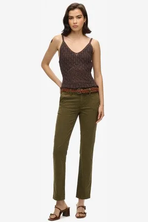 Superdry Damen Chinohose mit Mittlerer Leibhöhe