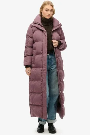 Superdry Damen Langer Maxi-steppmantel
