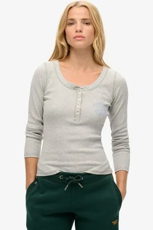 Superdry Damen Athletic Button-down-langarmoberteil