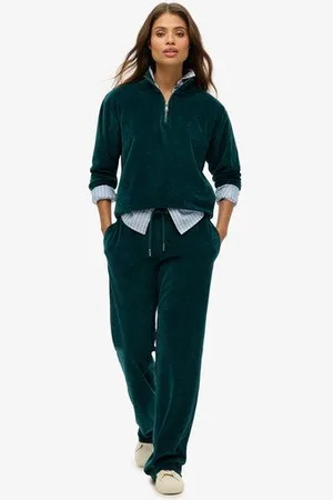 Superdry Damen Velours-jogginghose mit Weitem Bein
