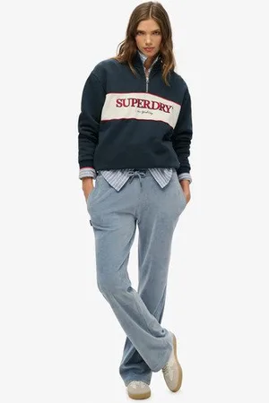 Superdry Damen Velours-jogginghose mit Weitem Bein