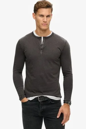 Superdry Herren Langärmeliges Grandad-oberteil aus Jersey
