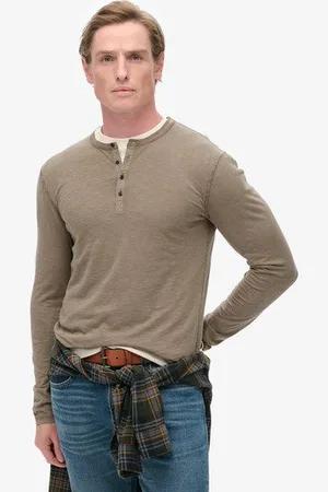 Superdry Herren Langärmeliges Grandad-oberteil aus Jersey
