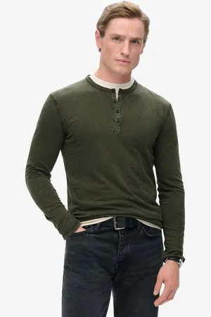 Superdry Herren Langärmeliges Grandad-oberteil aus Jersey