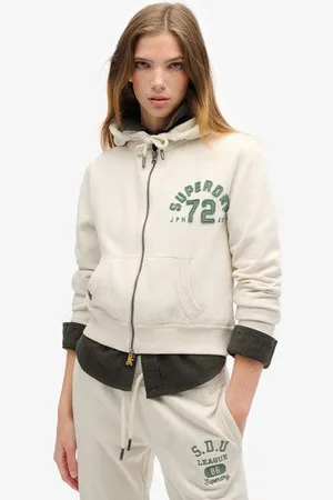 Superdry Damen Lässige, Verkürzte Athletic Essentials Kapuzenjacke