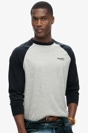 Superdry Herren Essential Baseball-oberteil mit Langen Ärmeln und Logo