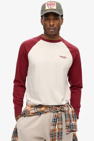 Superdry Herren Essential Baseball-oberteil mit Langen Ärmeln und Logo