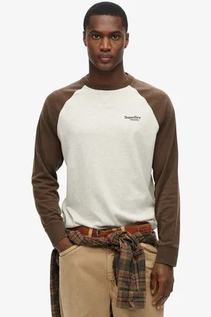 Superdry Herren Essential Baseball-oberteil mit Langen Ärmeln und Logo