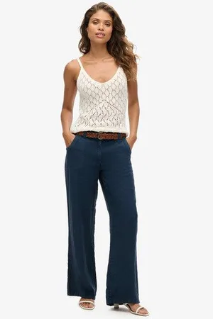 Superdry Damen Leinenhose Mit Niedriger Leibhöhe, , Größe: 40