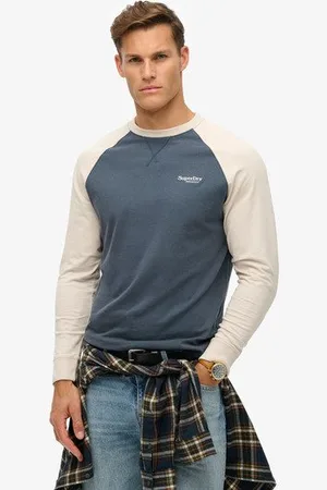 Superdry Herren Essential Baseball-oberteil mit Langen Ärmeln und Logo
