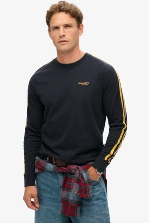 Superdry Herren Essential Langarmoberteil mit Logo im Retro-stil