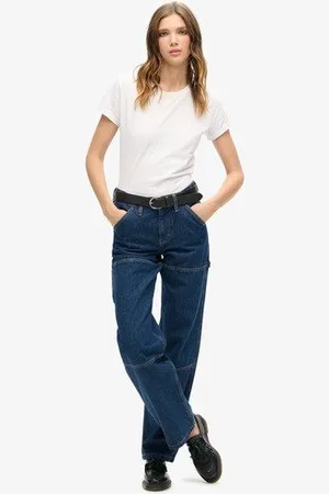 Superdry Damen Mittelhohe Denim Carpenter Jeans aus Bio-baumwolle