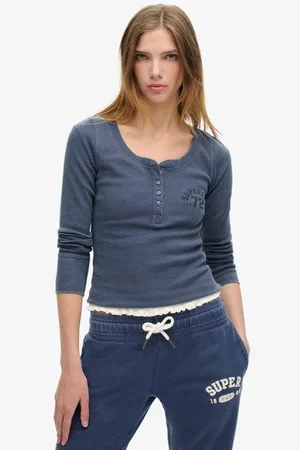 Superdry Damen Athletic Button-down-langarmoberteil