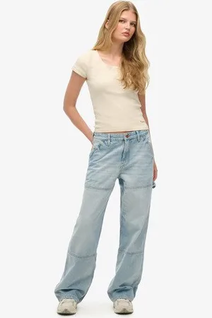 Superdry Damen Mittelhohe Denim Carpenter Jeans aus Bio-baumwolle