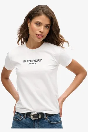 Superdry Damen Figurbetontes Sport Luxe-t-shirt mit Grafikprint