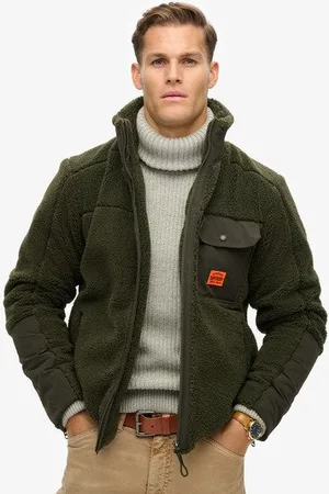 Superdry Herren Grün Expedition Hybridjacke mit Teddyfell, Größe: L