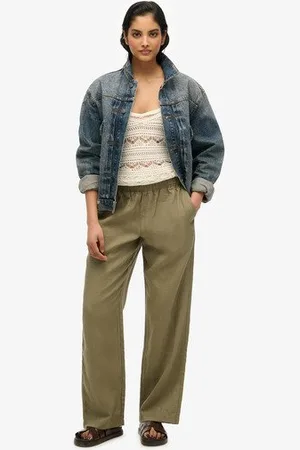 Superdry Damen Leinenhose mit Kordelzug