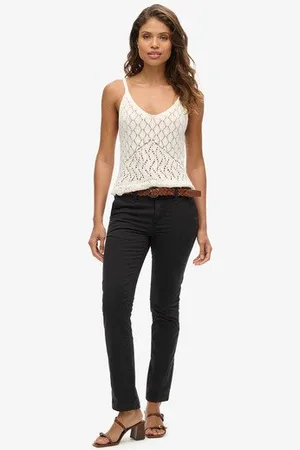 Superdry Damen Chinohose mit Mittlerer Leibhöhe