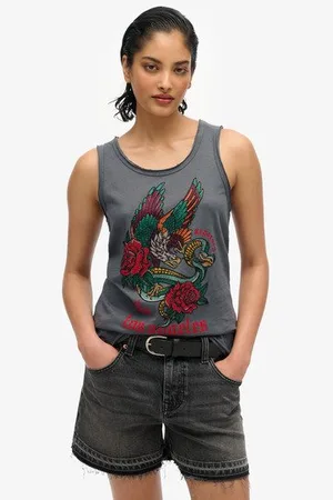 Superdry Damen Neo Trad Tattoo Tanktop mit Rundhalsausschnitt