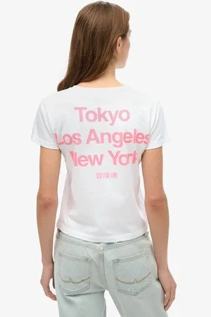 Superdry Damen Figurbetontes Core City T-shirt mit Logo